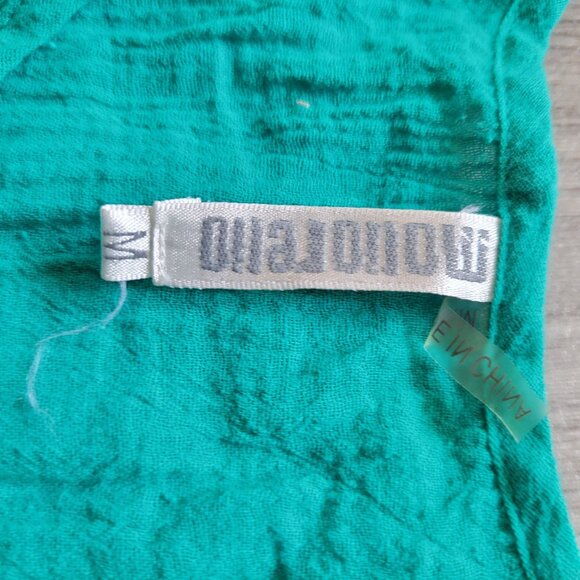 Womens Teal Long-Sleeve Tiered Tunic Dress Crochet Lace Hem  Smocked Bodice Boho - Picture 5 of 8